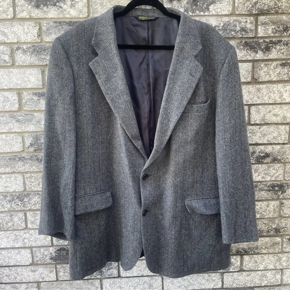 American Trend Grey Herringbone Wool Sport Coat Blazer Jacket